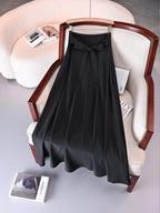 Neu eingetroffen: Kleider, einfarbige A-Linien-Röcke für Damen, Bekleidung, langer Rock mit hoher elastischer Taille für Damen mit Schleife, elegante Damenröcke