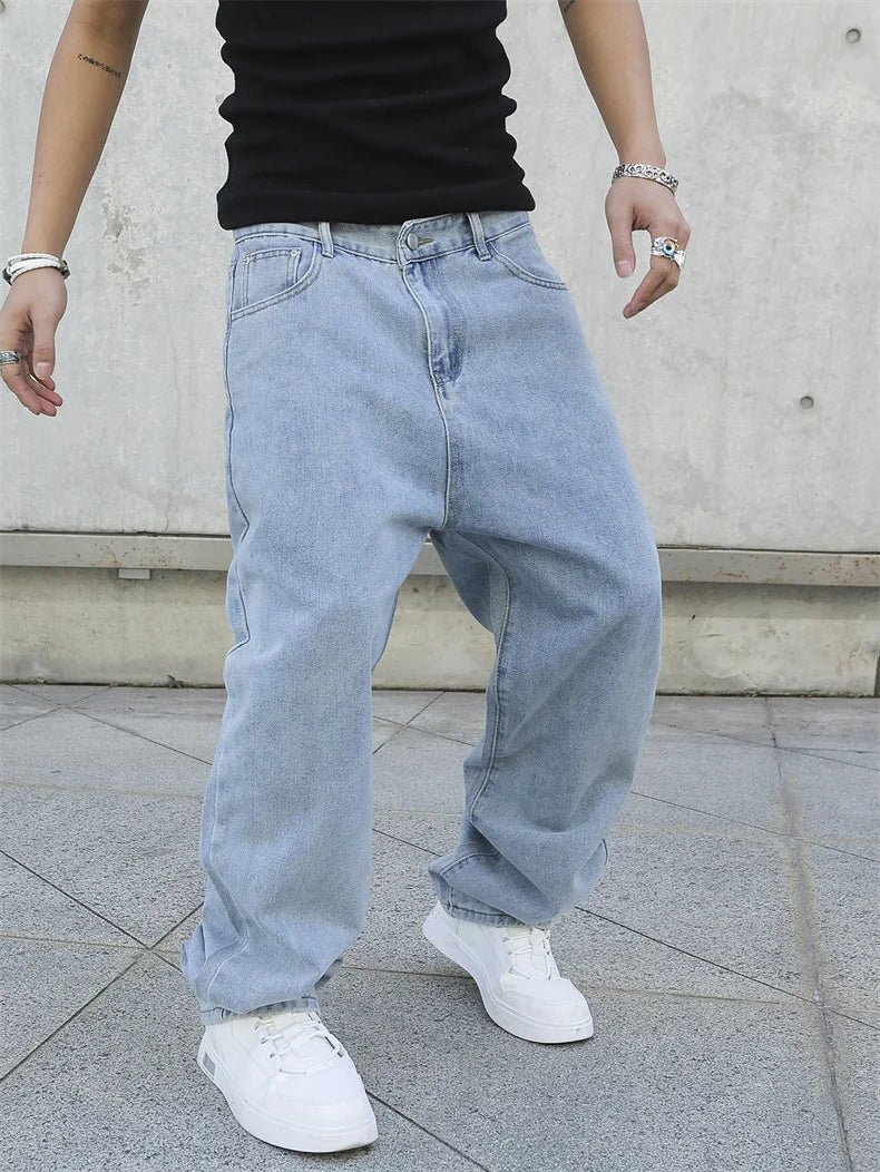Frühling Herbst Herren Baggy Jeans Oversize Straight Loose Lässige Denim Hose Unifarben Streetwear Fashion Y2k Weite Hosen