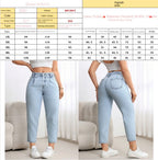 Damenjeans für große Größen – Neue Stretch-Jeans mit Bauchkontrolle, geradem Bein, bequeme Freizeitkleidung