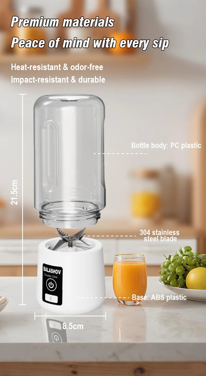 Tragbarer Entsafter Mixer 450ml USB Wiederaufladbarer Zitronen-Orangen-Frucht-Entsafter Becher Elektrische Saftmaschine Reiseentsafter