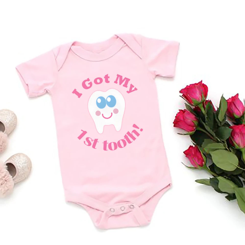 Mein erster Zahn Strampler Baby Body Baby Outfit Babyparty Geschenk Kinder Schwangerschaftsgeschenk für Mama