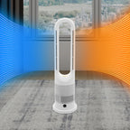 Ganzjähriger Dual-Modus Kühl-Heizturmventilator mit Fernbedienung 1200W Heizung 8 Geschwindigkeiten 9H Timer 80° Oszillation Sicher, Bladeless