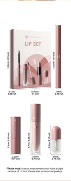 4tlg. Set Langanhaltendes Wasserdichtes Lippen-Make-up-Kit – Weicher, geschmeidiger cremiger Lippenstift & Lipgloss Lip Oil Set
