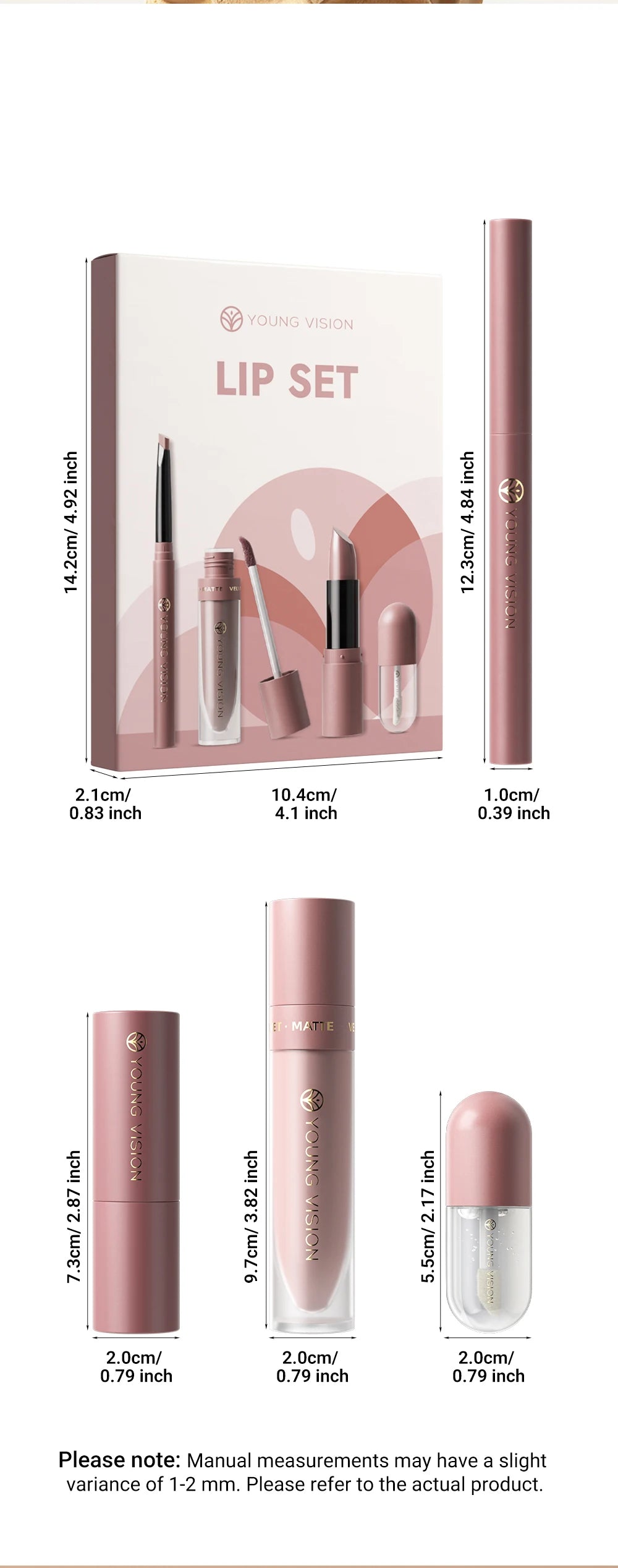 4tlg. Set Langanhaltendes Wasserdichtes Lippen-Make-up-Kit – Weicher, geschmeidiger cremiger Lippenstift & Lipgloss Lip Oil Set