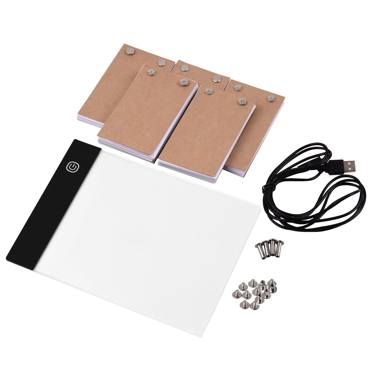 Tragbares Daumenkino-Set mit Leuchtpad-Tablet, LED-Leuchtkasten, 3-Stufen-Helligkeitsregelung, 300 Blatt Daumenkino-Papier mit Bindeschraube