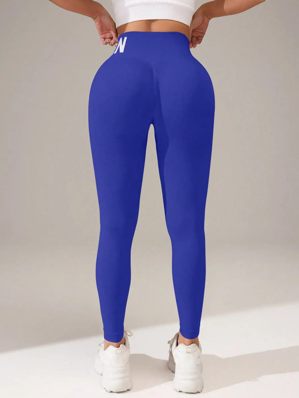 Europäische und amerikanische nahtlose Yoga-Leggings mit Bund-Schriftzug, Po-Lifting, schnelltrocknende, atmungsaktive Damen-Tights für den Sport