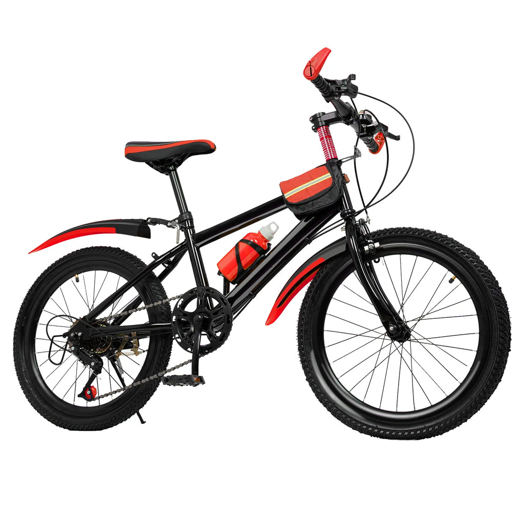 20 Zoll Mountainbike 7 Gänge, Verstellbarer Sattel Kinderfahrrad mit Schutzblechen und Flaschenhalter für Jungen und Mädchen 8-13 Jahre