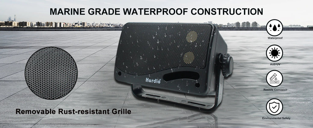 Herdio 3,5 Zoll passive Outdoor-Lautsprecher, kabelgebunden, wasserdicht, 200W, 3-Wege, Premium, montierbar, Wandlautsprecher für Terrasse, Marine, Boot