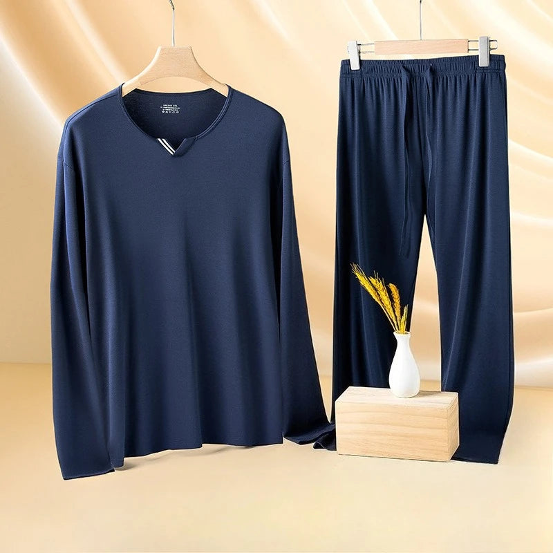 Herren Schlafanzug Set Ultrafeiner Tencel Modal Frühling und Sommer Komfort Loungewear Luxus Herren Pyjama