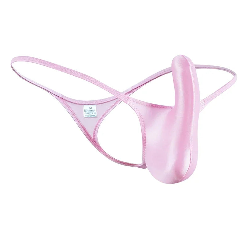 YAULAANG Sexy Herren Glanz Gay Unterwäsche Öliger G-String Tanga Glänzend niedrige Taille Hohe Elastizität Herren Dessous