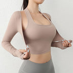Cloud Rise Damen Yoga-Shirts Sport-Trainings-T-Shirt Sexy Mädchen Langarm-Bluse Fitnessstudio Fitness Crop Top Herbst Winter Sportbekleidung