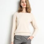 Damen Slim O-Neck Pullover Kaschmir-Wollmischung Pullover Herbst Und Winter Langarm Strick Unterhemd Große Größe 2024