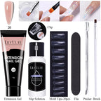 LILYCUTE 15ml Verlängerungsgel-Nagellack-Set Quick Nail Prolong mit Verlängerungsform-Nagelspitzen Acryl-Lösung Maniküre-Werkzeug-Kit
