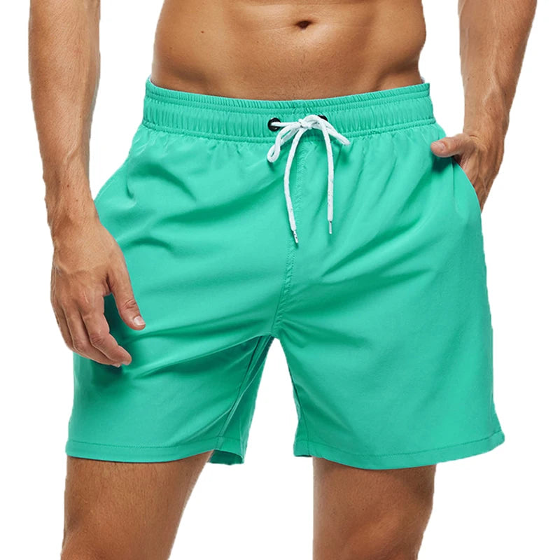 Escatch 2026 Sommer Herren-Badebekleidung Einfarbig Multicolor Polyester-Netzfutter Seitliche Reißverschlusstasche Maillot De Bain Homme Sportshorts