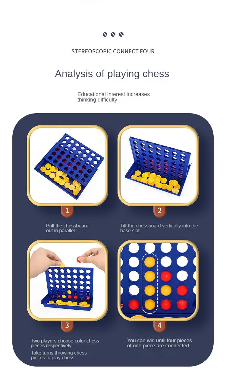 Vier-Gewinnt-Bingo-Schach-Verbindungs-Klassiker-Familienbrettspiel-Spielzeug-Spaß-Lernspielzeug für Kinder-Unterhaltungsspiel