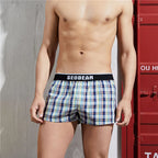 SEOBEAN Klassische Herren Boxershorts kariert 100% Baumwolle Unterwäsche Boxershorts U-konvexer Beutel Pfeil Panties Shorts Herren Schlafunterteile