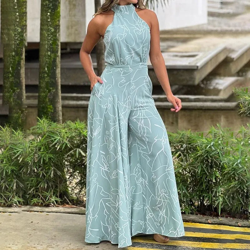 Sexy ärmelloser Jumpsuit Büro-Dame Frühling Sommer Mode Lässige schulterfreie bedruckte Jumpsuits für Frauen 2024 Einteiler Strampler