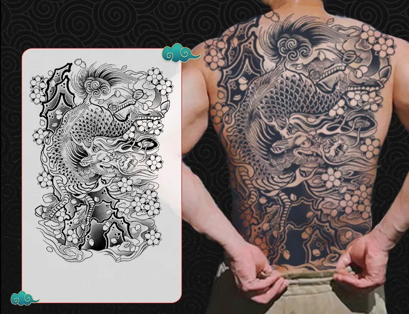 Magic Juice Tinte Wasserdichte Tattoo Aufkleber Große Größe Kräutersaft Temporäre Tattoos Männer Body Art Drache Tiger