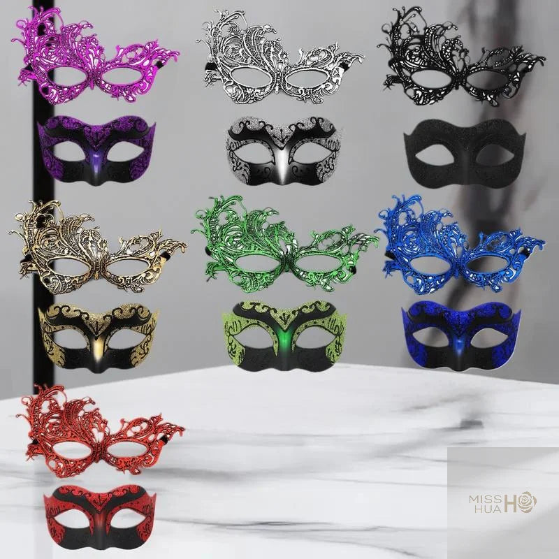 2er-Set, elegante schwarze Spitzen-Masken für Paare für Kostümpartys