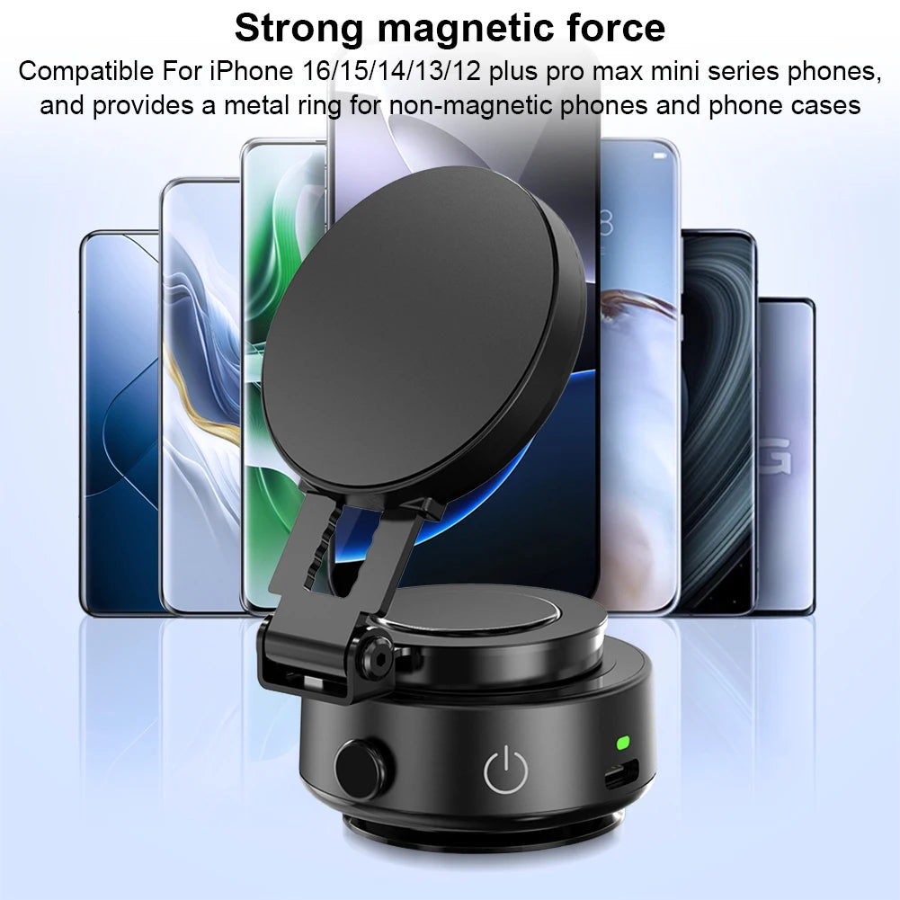 Für Magsafe Magnetische Vakuum-Autotelefonhalterung 360° drehbare faltbare Handyhalterung Elektrische Vakuum-Drehhalterung