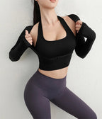 Cloud Rise Damen Yoga-Shirts Sport-Trainings-T-Shirt Sexy Mädchen Langarm-Bluse Fitnessstudio Fitness Crop Top Herbst Winter Sportbekleidung