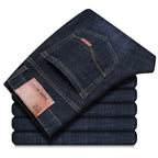 2025 Neue Herren Stretch Jeans Herren Klassische Elastische Business Jeans Herren Mode Bequeme Einfarbige Schmale Straight Lange Denim Hose