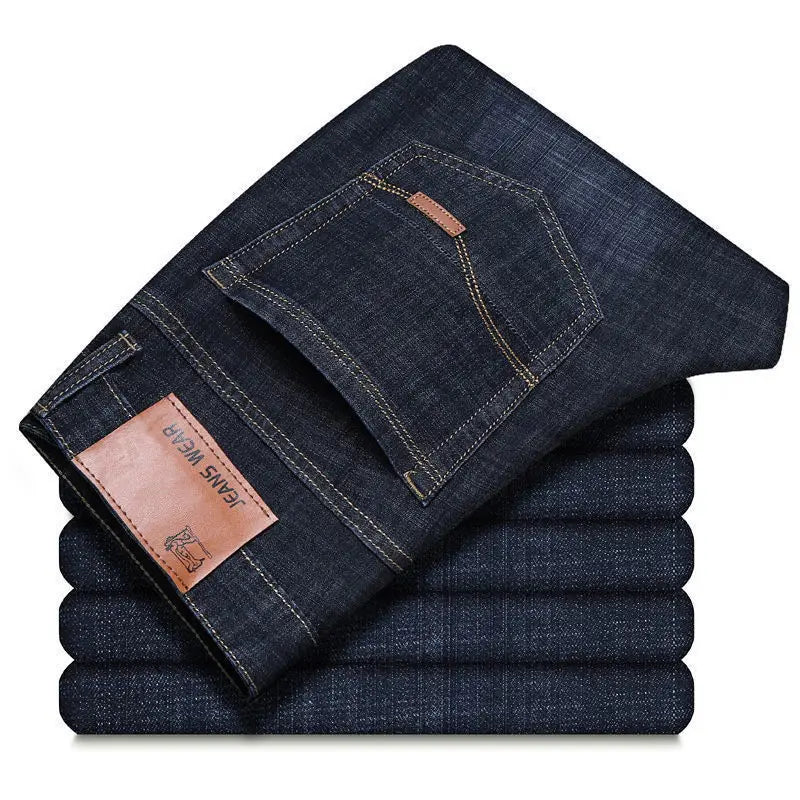 2025 Neue Herren Stretch Jeans Herren Klassische Elastische Business Jeans Herren Mode Bequeme Einfarbige Schmale Straight Lange Denim Hose