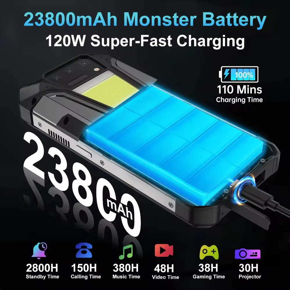 8849 Tank 2 PRO Projektor Robustes Smartphone Android 2.4K 24GB 512GB 100MP Kamera 23800mAh 120W Dual-SIM OTG-Telefon