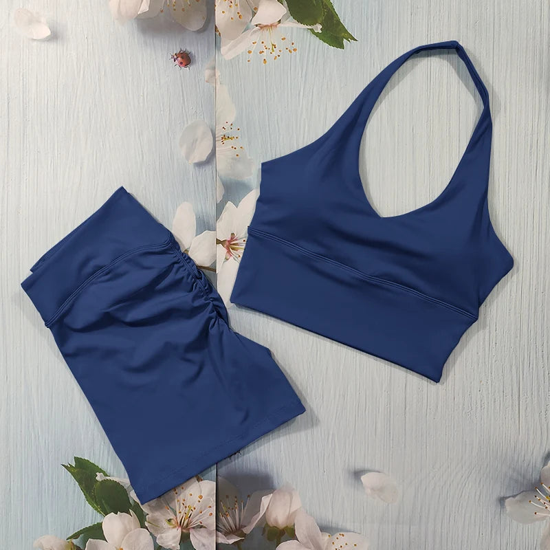 Scrunch-Sportanzug Damen Yoga-Set Gymnastik-Kleidung Sexy Sport-BHs und Schlaghosen-Sets Fitness-Outfits Damen Trainingskleidung