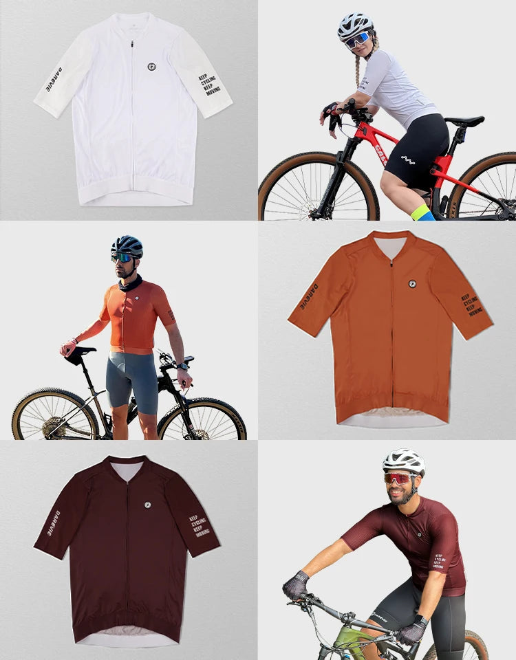 DAREVIE Radtrikot SPF 50 UV-Schutz Trainingsniveau Slim Fit Kleine Größe Herren Damen Mann Fahrradtrikot Radsport-Trikot