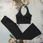 Scrunch-Sportanzug Damen Yoga-Set Gymnastik-Kleidung Sexy Sport-BHs und Schlaghosen-Sets Fitness-Outfits Damen Trainingskleidung
