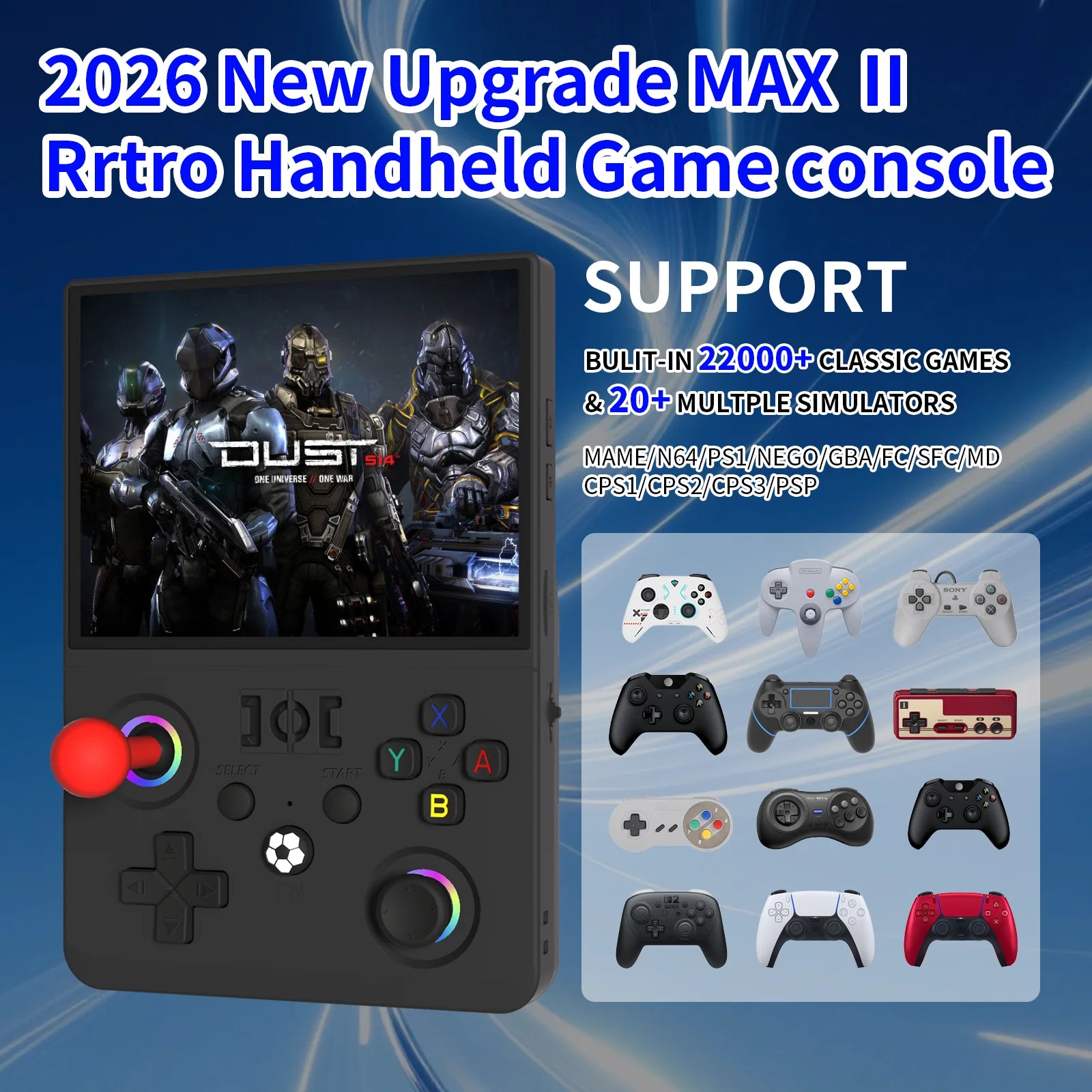 2026 Upgraded R36MAX2 Retro Handheld Game Console  4.5 Inch HD Screen 1024*768 Open Souce  Portable Pocket Video Game Player Secondary image