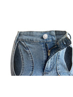 CM.YAYA Damen Vintage Cutout Hollow Out Criss Cross Gerade Denim Hose 2024 Mode INS High Waist Weite Beine Jeans Hose