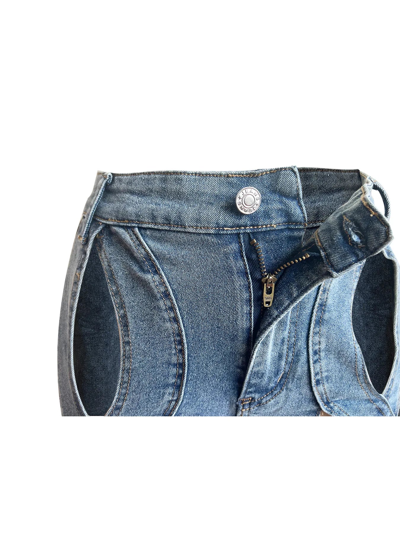 CM.YAYA Damen Vintage Cutout Hollow Out Criss Cross Gerade Denim Hose 2024 Mode INS High Waist Weite Beine Jeans Hose