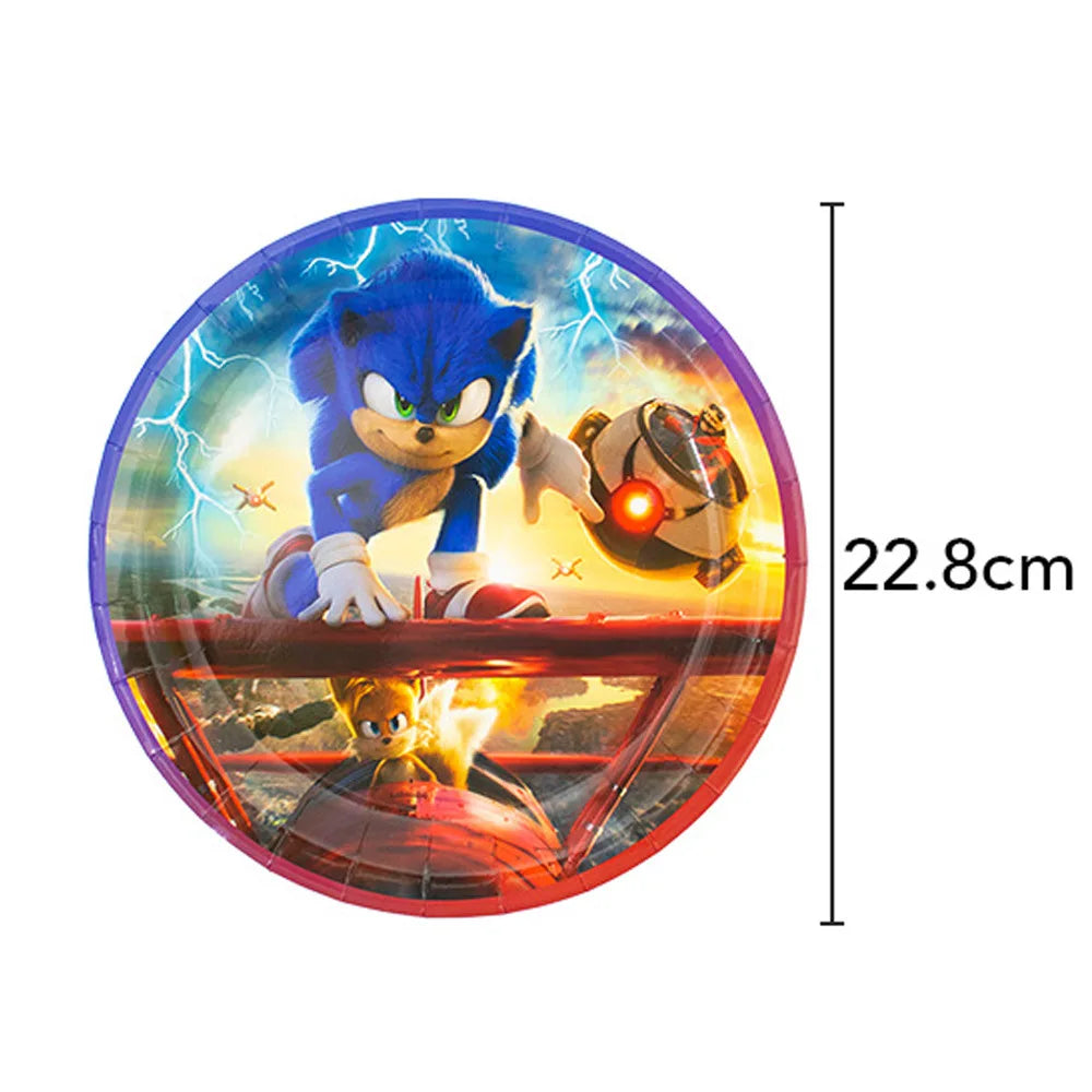 Sonic Geburtstagsparty Dekoration Spiel Igel Ballons Actionfigur Party Pappteller Handtuch Becher Tischdecke Spielzeug Kindergeschenke