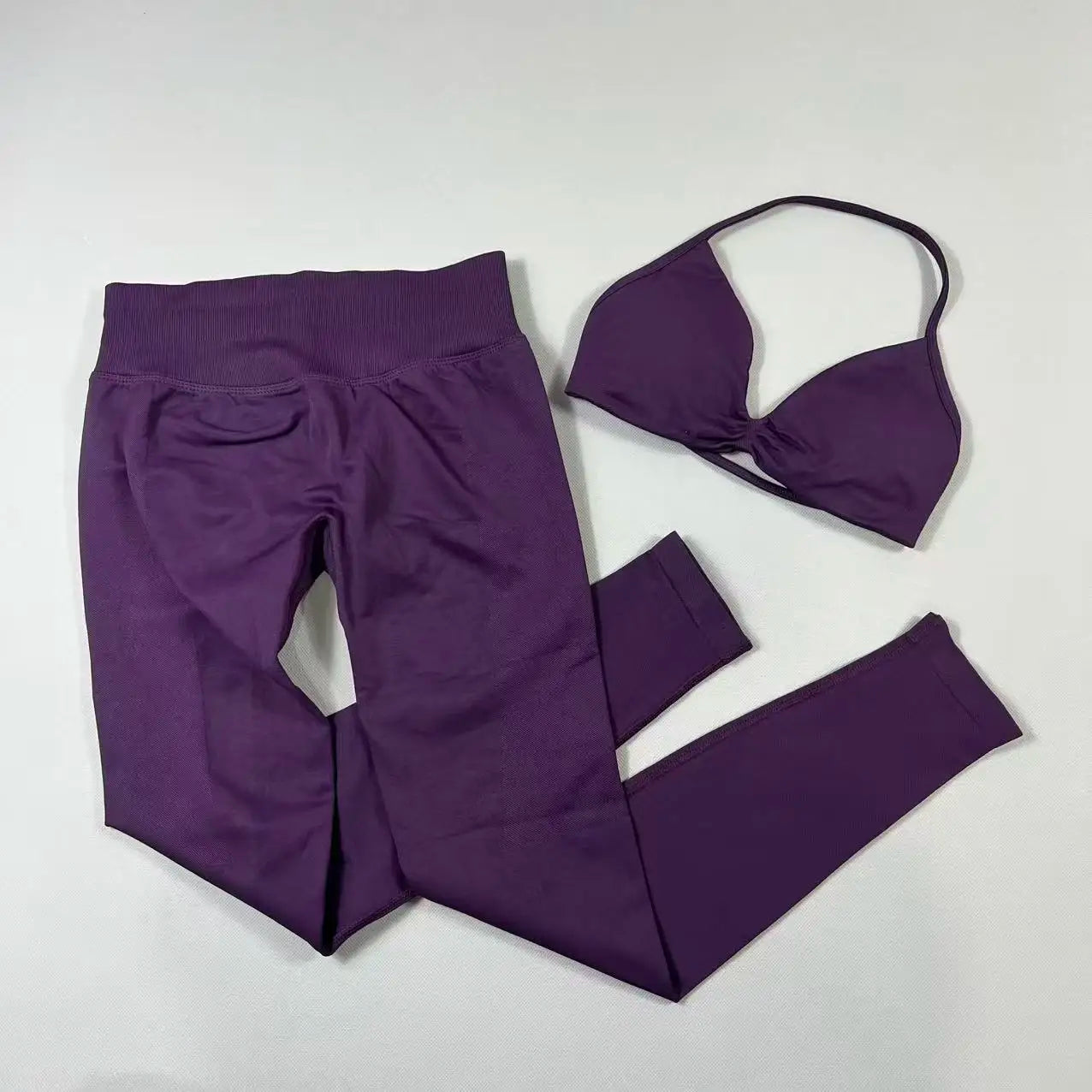UETEEY Set für Damen, Trägerloser Yoga-BH, Sport-Top, Workout-Leggings-Set, Nahtloses Fitnessstudio-Set, Fitnesskleidung, Outfit, Activewear