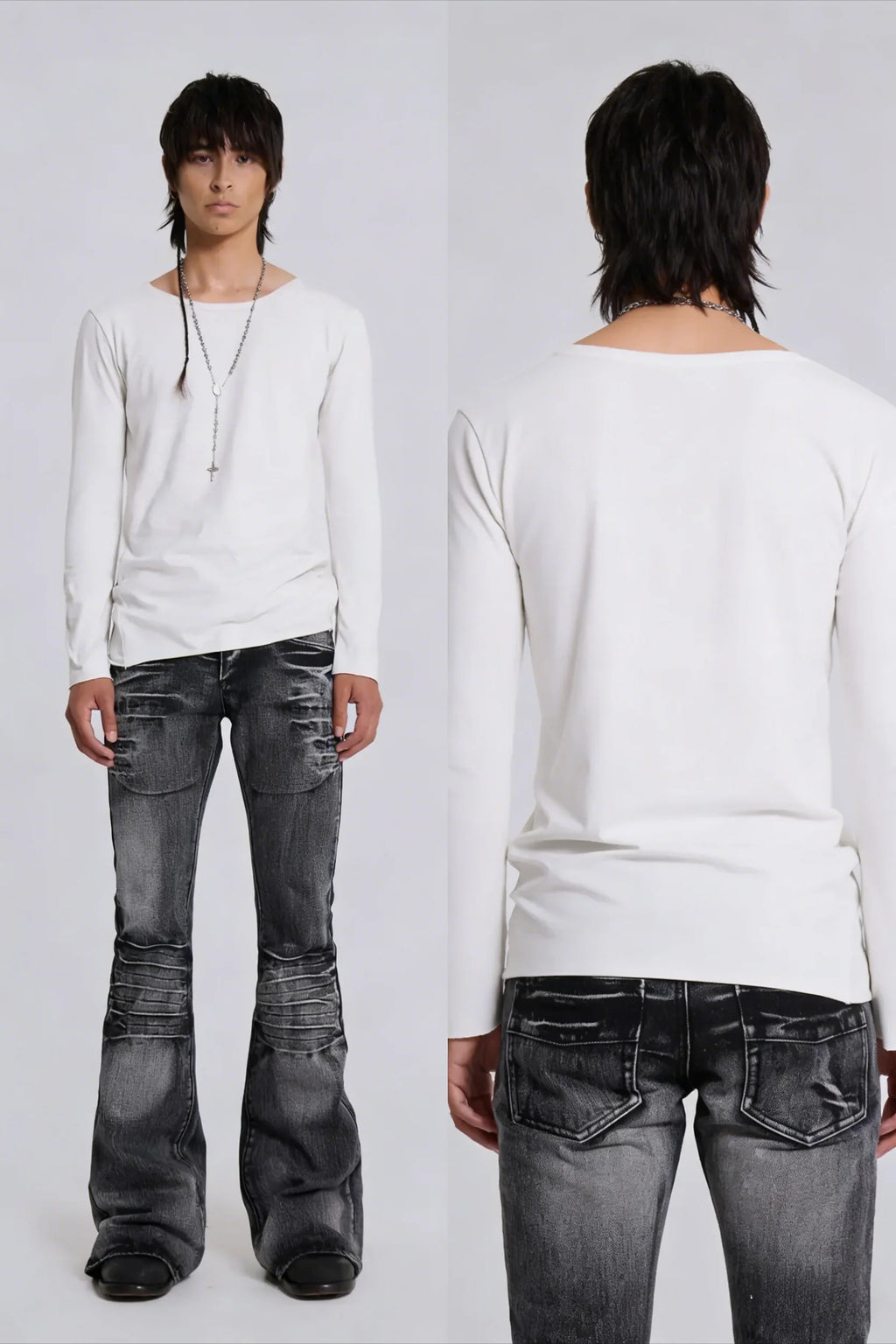 Y2K Black Washed Bestickte High-Waisted Oversized Jeans Herren Europäischer und Amerikanischer Retro Klassiker Lockere Weite Gerader Schnitt Hosen