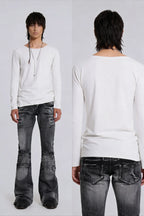 Y2K Black Washed Bestickte High-Waisted Oversized Jeans Herren Europäischer und Amerikanischer Retro Klassiker Lockere Weite Gerader Schnitt Hosen