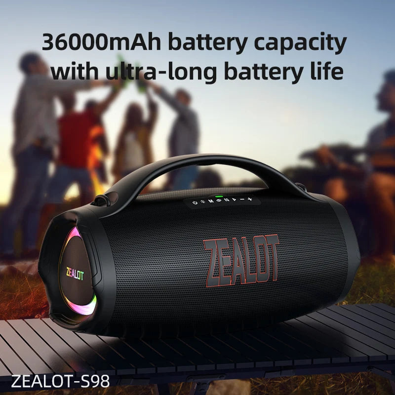ZEALOT S98 160W Tragbarer Bluetooth-Lautsprecher mit hoher Leistung, kabelloser TWS-Subwoofer, wasserdichter mobiler HIFI-Qualität