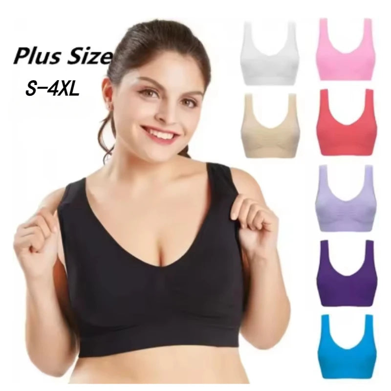 Large Women's Single-layer No Pad Sports Bra Yoga Running Fitness Top Breathable Seamless Workout Bralette Main image