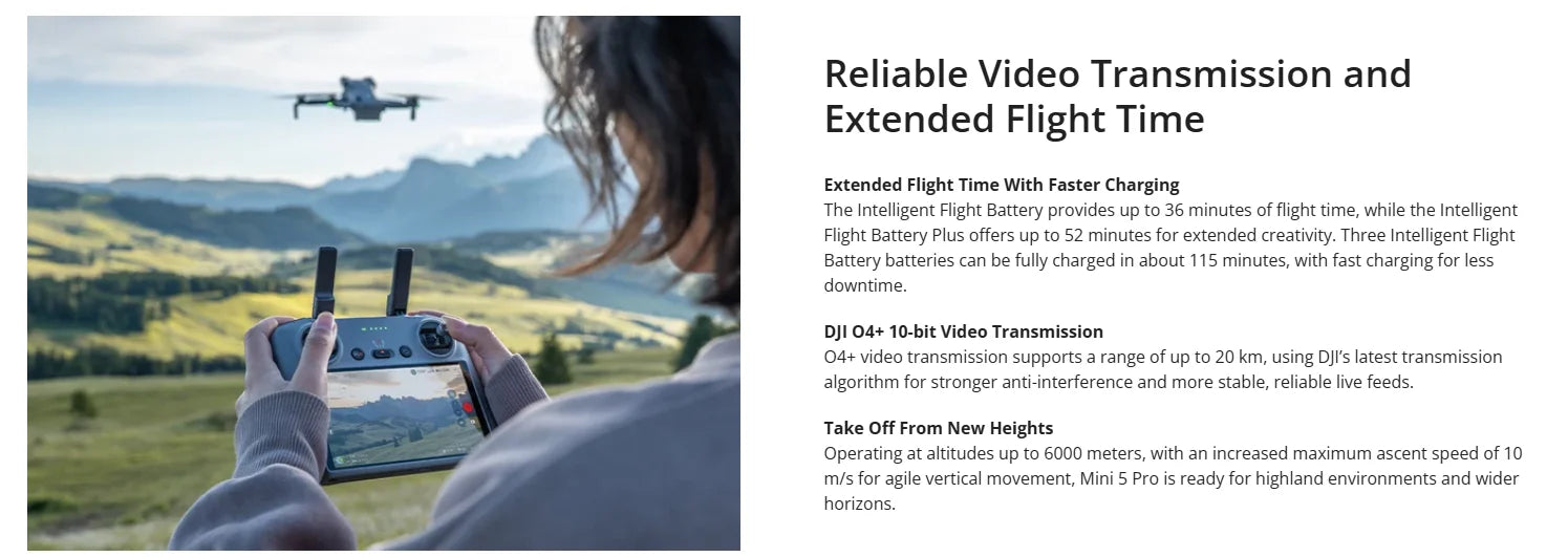 DJI Mini 5 Pro Ultraleichte & Faltbare Drohne 4K/60fps HDR-Videokamera-Drohne Unter 250g Erweiterte Akkulaufzeit