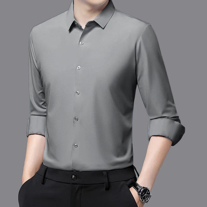 Premium Herren Ultra-Stretch Hemd – Hochwertiges seidiges Business Hemd mit langen Ärmeln für den Business- und Freizeitbereich