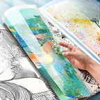 A3 Kunstportfolio 60 Fächer, 120-seitiges Präsentationsbuch mit Griff, Design Blauer Nachthimmel für Künstler, Dokumentenorganizer Büro