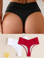 S - XL High Waist High Leg Cut Bikinihose Damen Bademode Weibliche Bademode Brasilianische Tanga Höschen Unterwäsche K7095