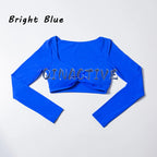 QINACTIVE Damen Yoga Shirts Crop Top Langarmshirts für Damen Yoga Sport Fitness Gym Kleidung Workout Tops