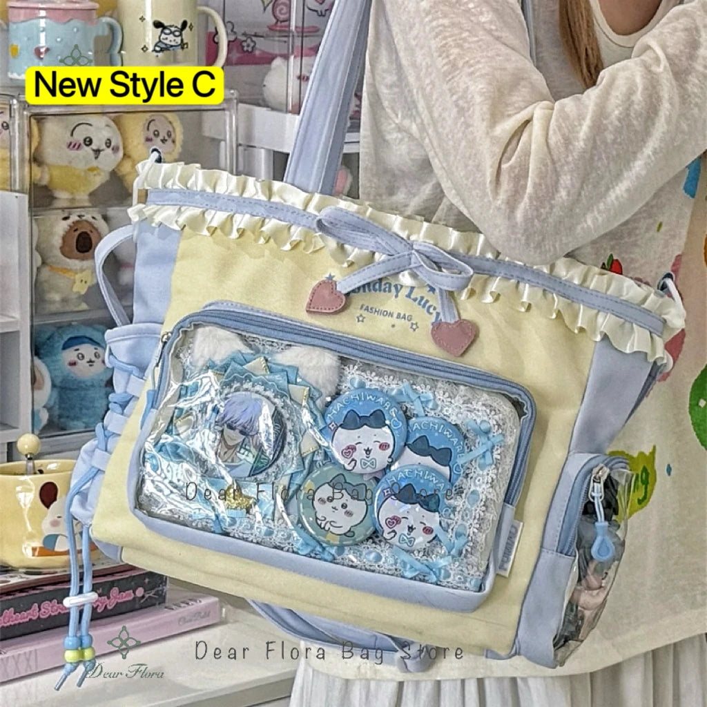 Neue Y2K Süße Japanische Ita Bag Lolita Mädchen Transparente Umhängetasche Große Kapazität Umhängetasche Lässige Tasche DIY Display Handtaschen