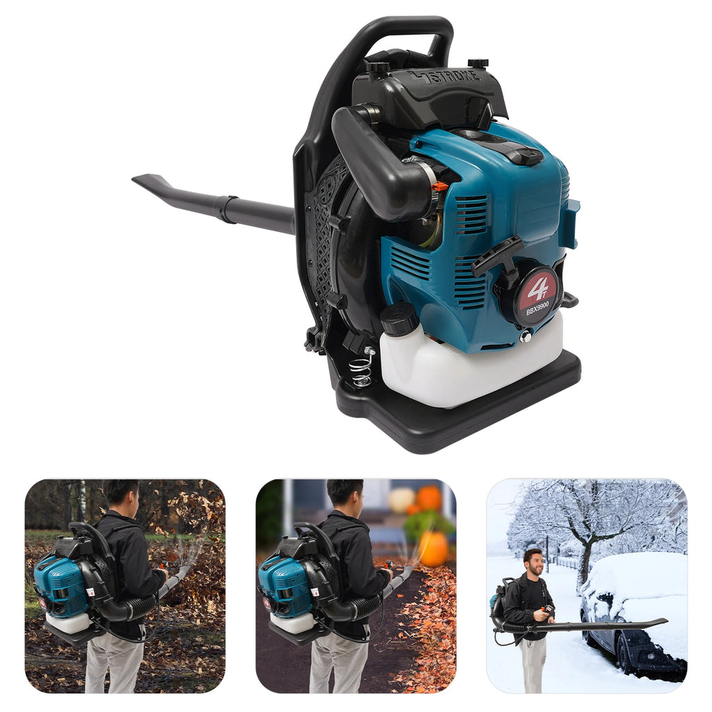 75.6CC 4-Takt Benzin-Rucksacklaubbläser, 2600W 498FT mit Tempomat, zur Reinigung von Gartenabfällen, kommerzieller und privater Gebrauch