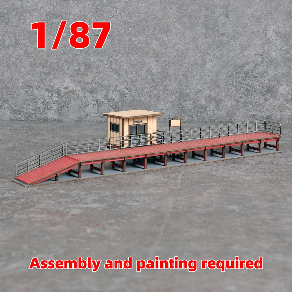 Montage Architekturmodell Zug Modelleisenbahn Bahnhof Bahnsteig Miniatur Sandtisch Diorama H0 Maßstab Modellbausatz 1/87