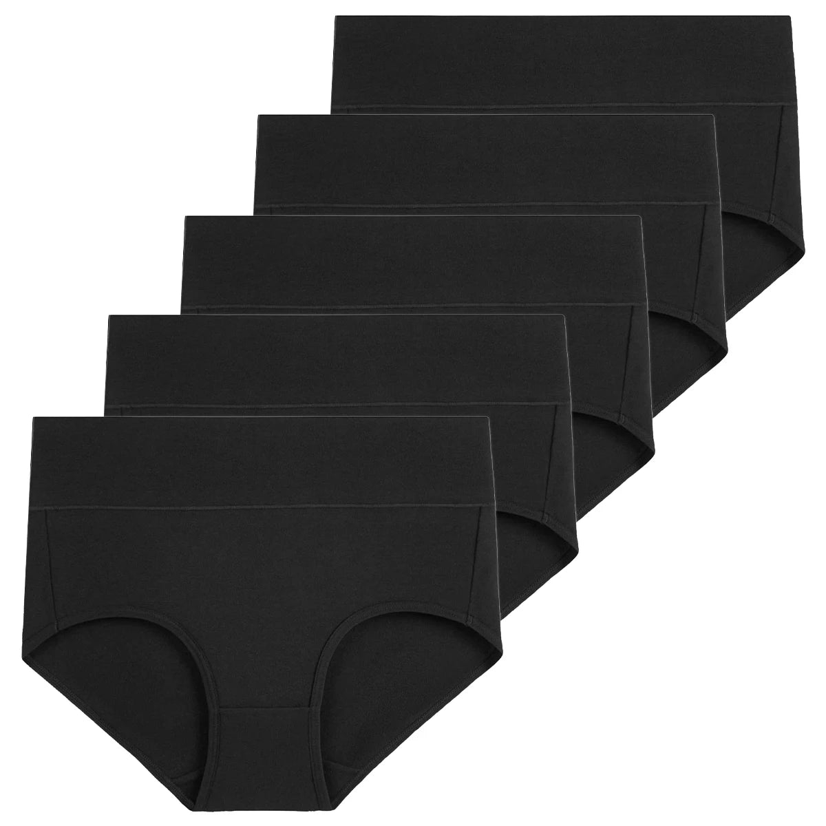Molasus 5 Stück Damen Baumwollunterhosen Nahtlose Unterwäsche Hohe Taille Volle Abdeckung Damen Slips Set Atmungsaktive Unterhosen Übergröße