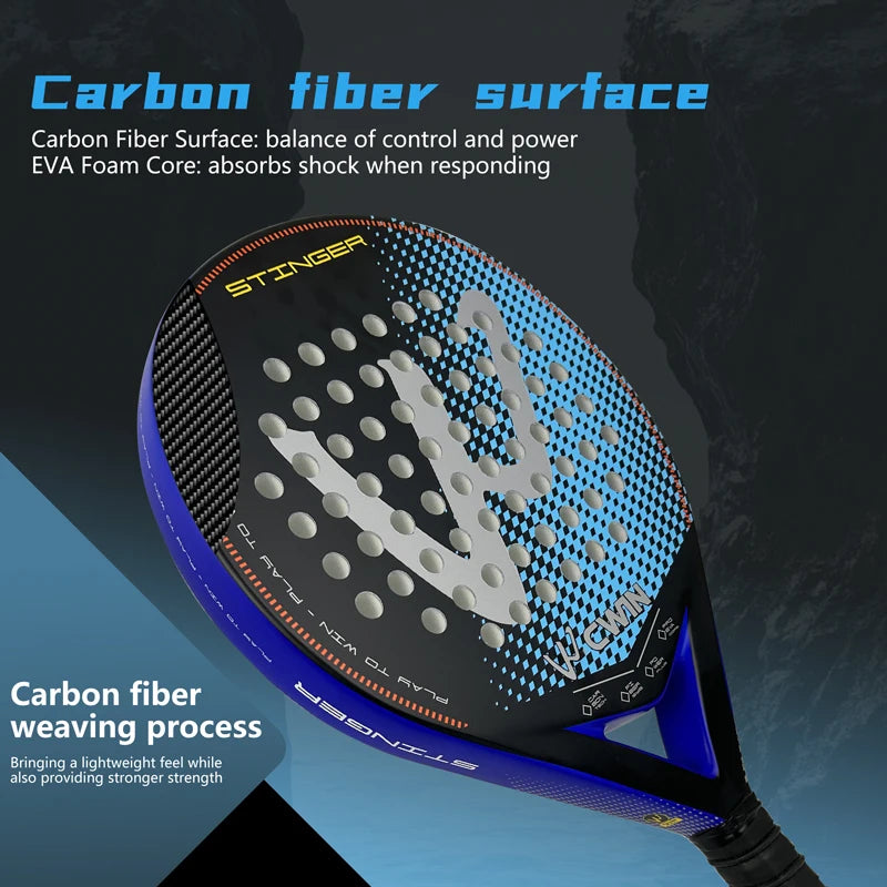 Padel-Schläger | Carbonfaser-Oberfläche | mit EVA Memory Flex Schaumkern | Leichte Padel-Tennisschläger | Padel-Schläger